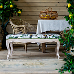 Банкетка из натурального бука золотистая с изображением птиц и цветов Blooming Birds варинант исполнения - 4 | Loft Concept в Волгограде