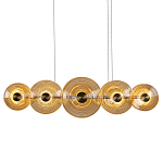 Люстра подвесная светодиодная со стеклянными плафонами янтарного цвета в форме дисков Savio Glass Disc варинант исполнения - 1 | Loft Concept в Волгограде