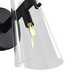 Бра конусообразной формы из прозрачного акрила и черной стали Glass Cylinder Black варинант исполнения - 4 | Loft Concept в Волгограде