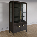 Витрина Primo со стеклянными фасадами и буфетом шпон Темный орех варинант исполнения - 3 | Loft Concept в Волгограде