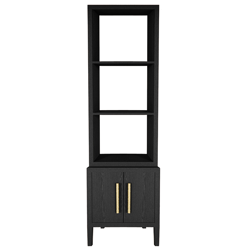 Этажерка Primo с тумбой шпон Черный дуб Черный Золотой в Волгограде | Loft Concept 