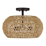 Потолочный светильник с плафоном из плетеного джута и черным каркасом Quoizel варинант исполнения - 2 | Loft Concept в Волгограде