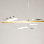 Люстра линейная золотистого цвета с двумя прозрачными волнистыми элементами Wave Line варинант исполнения - 4 | Loft Concept в Волгограде