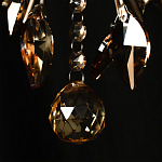 Люстра подвесная круглая с тканевым полупрозрачным абажуром и подвесками 4 лампы Gilded Elegance варинант исполнения - 7 | Loft Concept в Волгограде