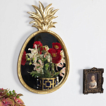 Зеркало овальной формы с золотистой рамкой и декоративной верхушкой в виде ананаса Pineapple Shine  варинант исполнения - 2 | Loft Concept в Волгограде