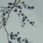 Обои ручная роспись Cherry Tree Original colourway on Adam Grey dyed silk варинант исполнения - 2 | Loft Concept в Волгограде