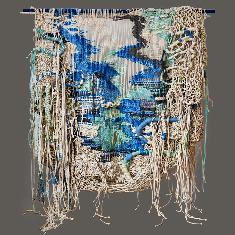Эко декор на стену из нитей Wall decor Mermaid Синий Бежевый в Волгограде | Loft Concept 