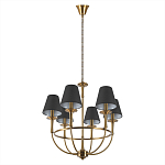 Люстра на металлическом основании бронзового цвета с 6-ю черными конусовидными абажурами Dignity варинант исполнения - 4 | Loft Concept в Волгограде