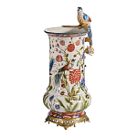Ваза фарфоровая с птицей на бронзовой ветке и цветочной росписью Garden of Eden варинант исполнения - 2 | Loft Concept в Волгограде
