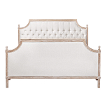 Кровать двуспальная светло-бежевая с основанием из массива дуба с мягким изголовьем Flax Beds варинант исполнения - 1 | Loft Concept в Волгограде