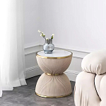 Дизайнерский журнальный стол фактурный с круглой белой столешницей Luler варинант исполнения - 1 | Loft Concept в Волгограде