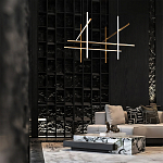 Люстра с 6-ю  пересекающимися цилиндрическими плафонами на тонких тросах Trumpet tube варинант исполнения - 8 | Loft Concept в Волгограде