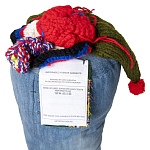 Подушка из джинсовой одежды и вязания Heart&Brain варинант исполнения - 3 | Loft Concept в Волгограде