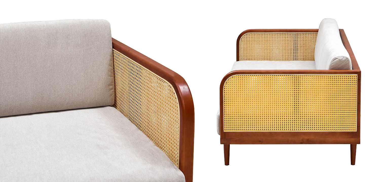 Диван с отделкой из ротанга Nava Rattan Decor Sofa Диван с отделкой из ротанга Nava Rattan Decor Sofa - Loft-Concept в Волгограде