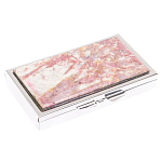 Таблетница карманная прямоугольная на 7 отделений с зеркалом и накладкой из натурального камня Турмалин Silver Stone Pillboxes варинант исполнения - 1 | Loft Concept в Волгограде