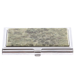 Визитница карманная металлическая с накладкой из натурального камня Апатит Stone Business Card Holders варинант исполнения - 1 | Loft Concept в Волгограде