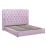 Кровать двуспальная фиолетовая с основанием из массива дерева с мягким изголовьем Velour Beds варинант исполнения - 1 | Loft Concept в Волгограде