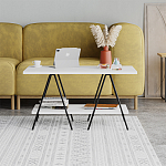 Стол журнальный с белой прямоугольной столешницей и полкой ESSEL WHITE варинант исполнения - 1 | Loft Concept в Волгограде