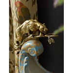 Чаша голубого цвета с оранментом и и бронзовыми фигурами леопардов Eden Garden варинант исполнения - 7 | Loft Concept в Волгограде