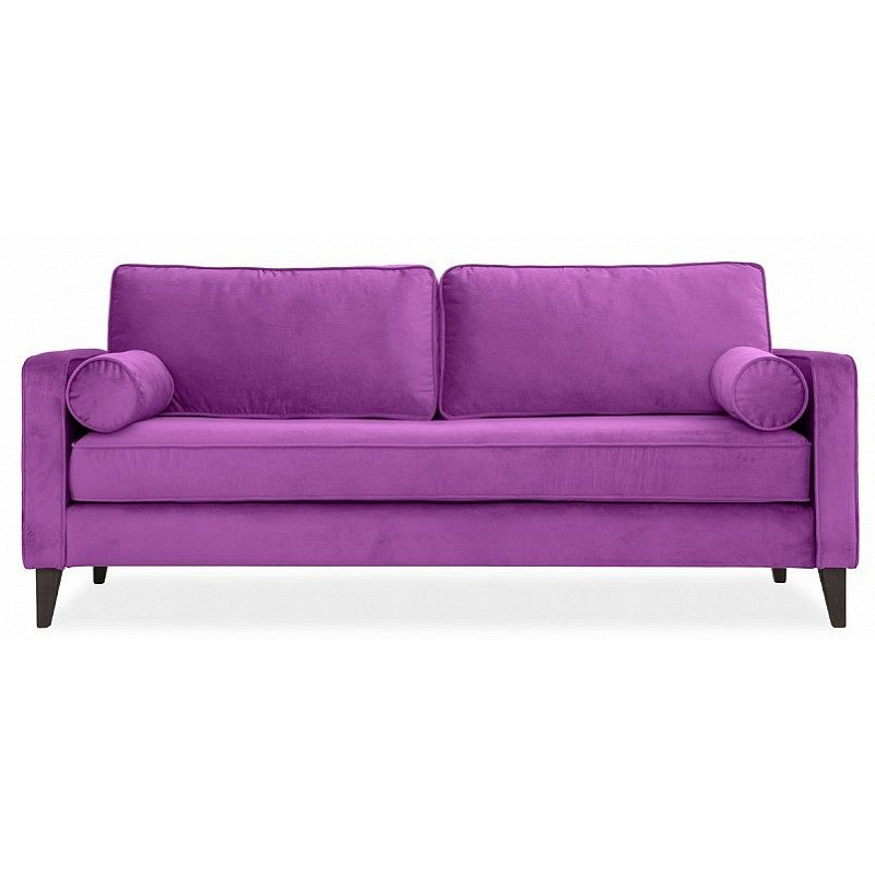 Диван бархатный с двумя подушками-валиками Simple Berry Sofa Лиловый Коричневый Диван бархатный с двумя подушками-валиками Simple Berry Sofa Лиловый Коричневый в Волгограде | Loft Concept