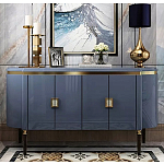 Дизайнерский комод синий глянцевый с золотыми ручками на 4-х дверцах Martin варинант исполнения - 2 | Loft Concept в Волгограде