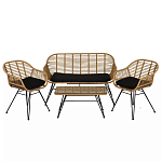 Журнальный столик с столешницей из ротанга и стекла Wicker Tabletop Under Glass варинант исполнения - 3 | Loft Concept в Волгограде