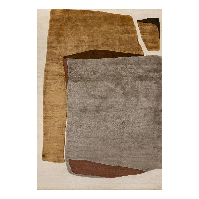 Ковер шелк Manhattan Wool Silk Carpet VII Серый Бежевый Коричневый Горчичный в Волгограде | Loft Concept 