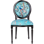 Стул из массива бука бирюзовый с изображением птиц в саду Turquoise Chinoiserie Blue Bird Chair варинант исполнения - 1 | Loft Concept в Волгограде
