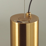 Подвесной светильник цилиндрической формы с плафоном из алебастра и металлическими торцами Латунь 60 см Cryptocrystalline Stone варинант исполнения - 5 | Loft Concept в Волгограде