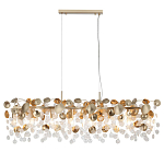 Люстра линейная с подвесками в форме монеток и золотистыми круглыми элементами из металла в виде лепестков FAIRYTREE Light варинант исполнения - 3 | Loft Concept в Волгограде