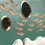 Обои с вышивкой ручной работы Deco Fish Original colourway варинант исполнения - 3 | Loft Concept в Волгограде