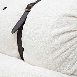 Двухместный диван без подлокотников белый с обивкой букле и ремешками из кожи Blaise Boucle Sofa варинант исполнения - 5 | Loft Concept в Волгограде