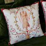 Декоративная подушка бежевая с растительным орнаментом Raffael Angel Beige Red Cushion варинант исполнения - 2 | Loft Concept в Волгограде