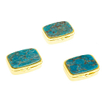 Таблетница карманная прямоугольная с 2-мя отделениями с зеркалом и накладкой из натурального камня Апатит Голубой Gold Stone Pillboxes варинант исполнения - 4 | Loft Concept в Волгограде