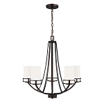 Люстра в цвете темная бронза с 5-ю белыми цилиндрическими плафонами Generation Lighting варинант исполнения - 2 | Loft Concept в Волгограде