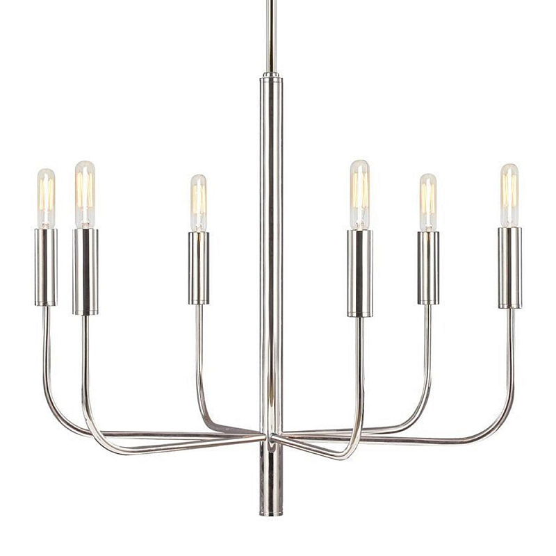 Люстра с 6-ю лампами Chandelier with Seamless Curve Латунь Серебряный в Волгограде | Loft Concept 
