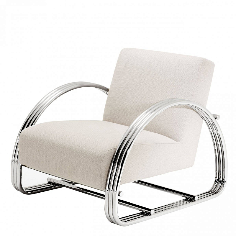 Кресло Eichholtz Chair Basque Молочный Нержавеющая сталь Кресло Eichholtz Chair Basque Молочный Нержавеющая сталь в Волгограде | Loft Concept