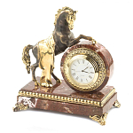 Часы настольные бронзовые с декором в виде коня Horse Stone Clock варинант исполнения - 2 | Loft Concept в Волгограде