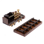 Часы настольные в виде паровоза из натурального камня Обсидиан Train Stone Clock варинант исполнения - 6 | Loft Concept в Волгограде