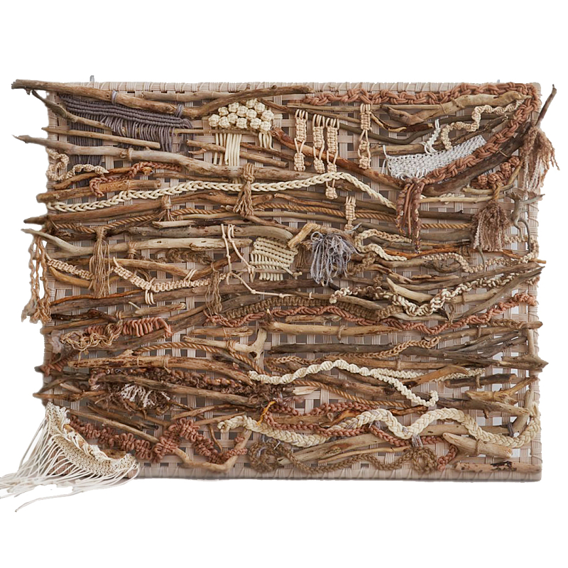 Большая Абстрактное Панно из веток и нитей Dryad Wall Art Коричневый Бежевый в Волгограде | Loft Concept 