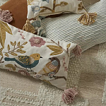 Чехол на подушку с кисточками и вышивкой птиц Ethnic mix Birds Rect варинант исполнения - 6 | Loft Concept в Волгограде