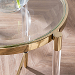 Золотой приставной столик с круглой стеклянной столешницей Weightless Table варинант исполнения - 7 | Loft Concept в Волгограде