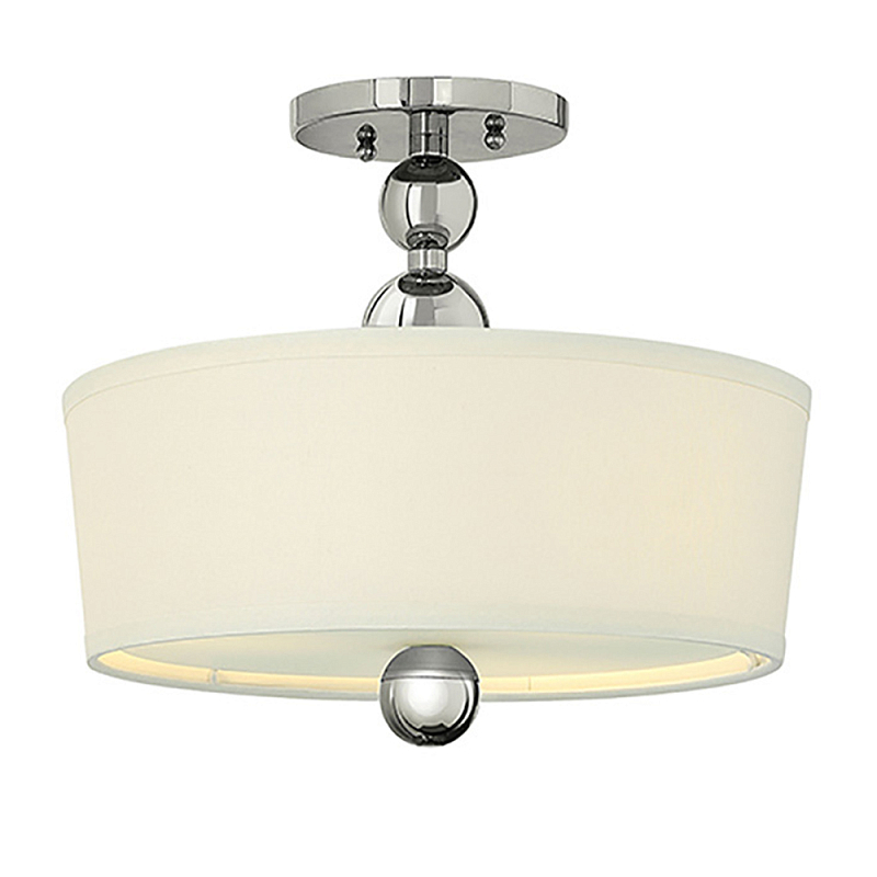 Потолочный светильник с белым цилиндрическим плафоном и шарообразными деталями Hinkley Никель Бежевый в Волгограде | Loft Concept 