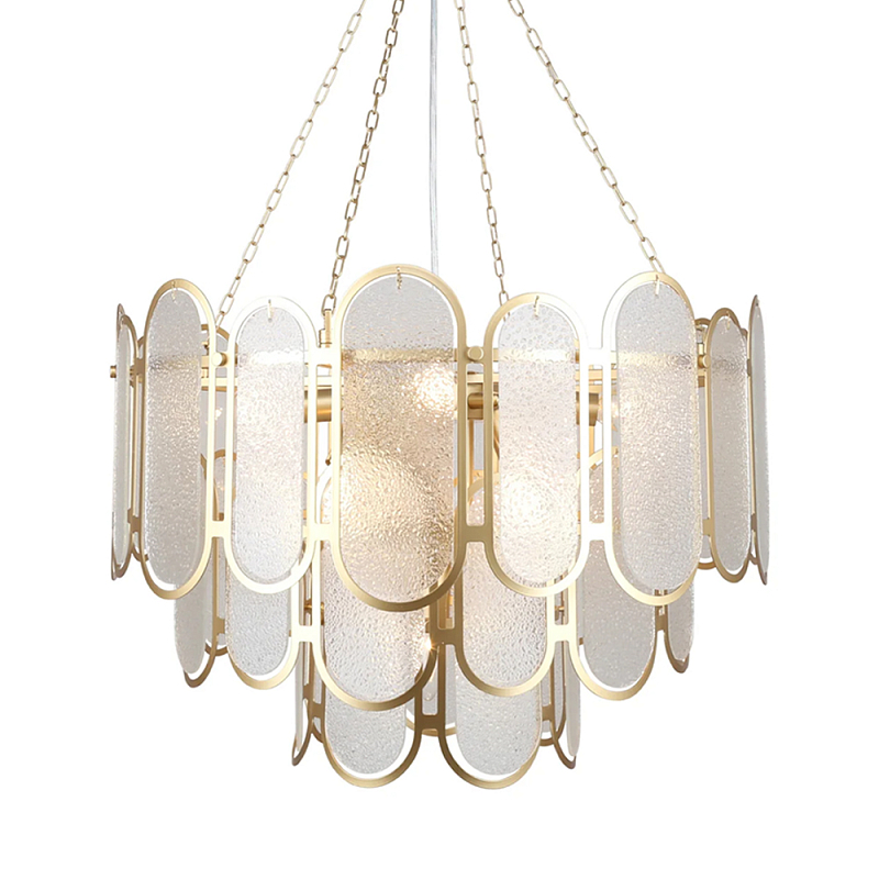 Люстра с многослойным эффектом из овальных элементов из непрозрачного стекла Conformation Латунь в Волгограде | Loft Concept 