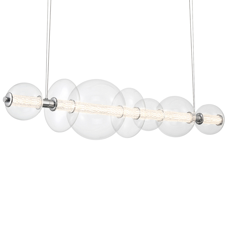 Подвесной светильник линейный с прозрачными стеклянными шарами разного диаметра Eurofase Прозрачное Стекло Золотой Хром в Волгограде | Loft Concept 