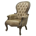 Кресло кожаное с мягкими подлокотниками на 4-х деревянных ножках Evelyn Classical Armchair варинант исполнения - 3 | Loft Concept в Волгограде