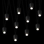 Подвесной светильник черными плафонами на длинных пересекающихся тросах Construction варинант исполнения - 10 | Loft Concept в Волгограде