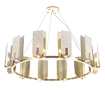 Люстра подвесная круглая с прямоугольными мраморными и золотистыми панелями на металлическом каркасе Диаметр 118 см Marble square Chandelier варинант исполнения - 3 | Loft Concept в Волгограде