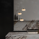 Подвесной светильник с плафоном в виде эллипса из белого алебастра Cryptocrystalline Stone варинант исполнения - 6 | Loft Concept в Волгограде