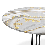 Стол журнальный с круглой столешницей из стекла Gray and Gold Marble варинант исполнения - 3 | Loft Concept в Волгограде